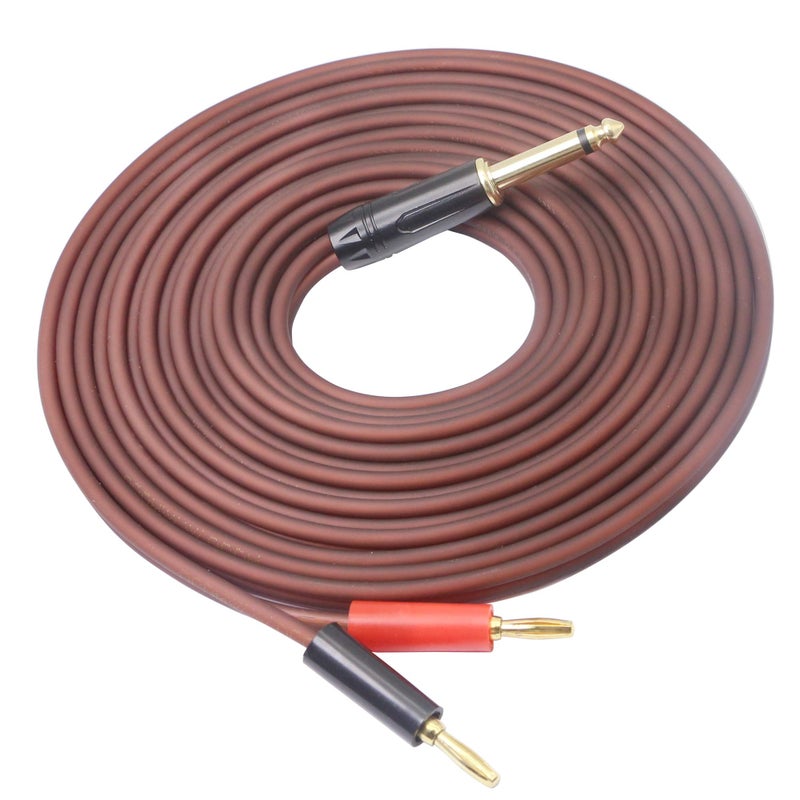 XMSJSIY 1/4 TS to Banana Plug,6.35mm TS Phono to Banana Plug Speaker Audio Cable,Gold-Plated 1/4 TS Male to Dual Banana Plugs OFC HiFi Speaker Wire for DJ Application, Mixer, Headphone Jack-16.5ft (5m) - Image 2